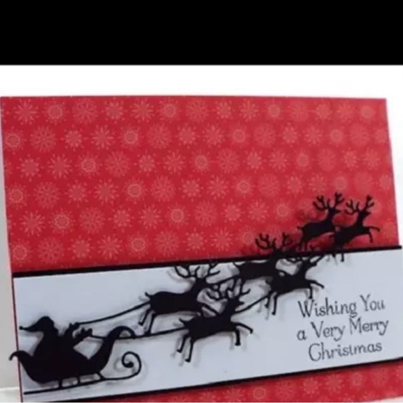 Impression Obsession Santa Sleigh Reindeer Metal Cutting die 5-1/2” x 1-1/2” - Picture 4 of 8